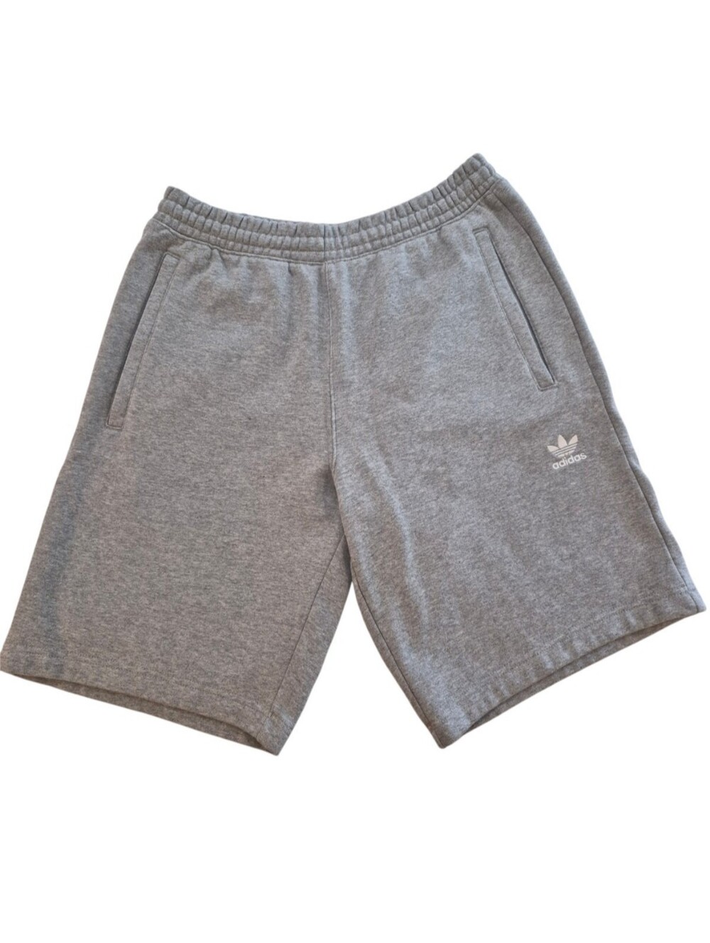 Adidas Originals Men’s Gray Fleece Sweat Shorts Trefoil Logo Pockets US M